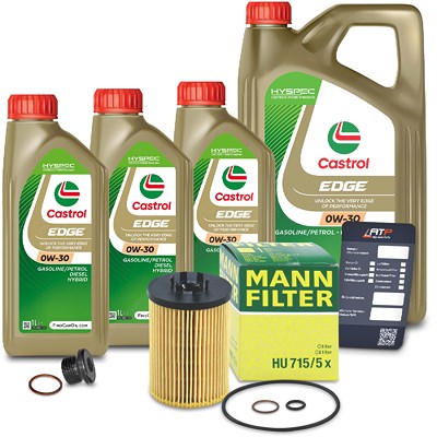 Mann-filter Ölfilter+Schraube+8 L Castrol Edge 0W-30 für BMW von MANN-FILTER