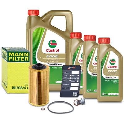Mann-filter Ölfilter+Schraube+8L Castrol Edge FST 0W-40 A3/B4 für BMW, Land Rover von MANN-FILTER