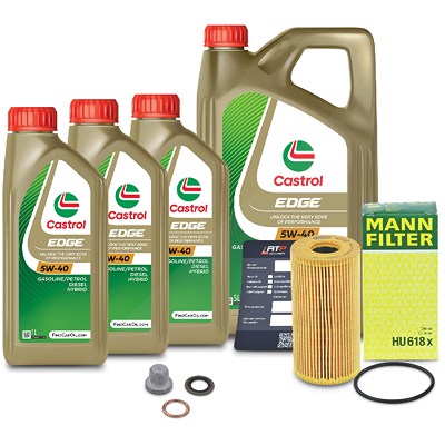 Mann-filter Ölfilter+Schraube+8 L Castrol 5W-40 für Nissan, Opel, Renault von MANN-FILTER