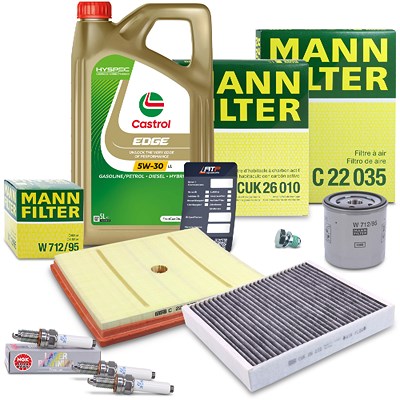 Mann-filter Inspektionspaket SET C + 5L CASTROL EDGE 5W-30 LL Motoröl für Audi, Seat, Skoda, VW Mann-filter Inspektionspaket SET C + 5L CASTROL EDGE 5W-30 LL Motoröl für Audi, Seat, Skoda, VW von MANN-FILTER