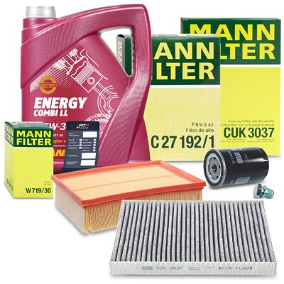Mann-filter Inspektionspaket Set A + 5l 5W-30 Motoröl für Audi, Seat von MANN-FILTER