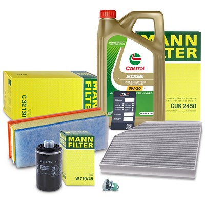Mann-filter Inspektionspaket Set A + 5l 5W-30 Motoröl für Audi von MANN-FILTER