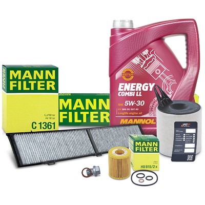 Mann-filter Inspektionspaket Set A + 5l 5W-30 Motoröl für BMW von MANN-FILTER