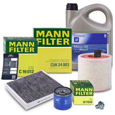 Mann-filter Inspektionspaket Set A + 5l 5W-30 Motoröl für Opel von MANN-FILTER