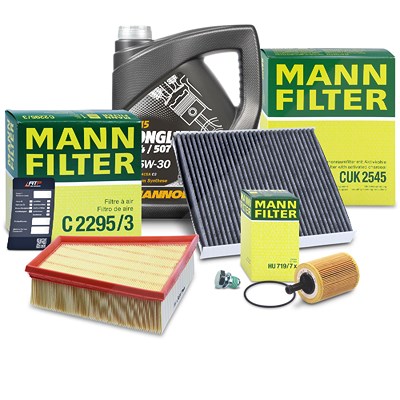 Mann-filter Inspektionspaket Set A + 5l 5W-30 Motoröl für Seat, Skoda, VW von MANN-FILTER