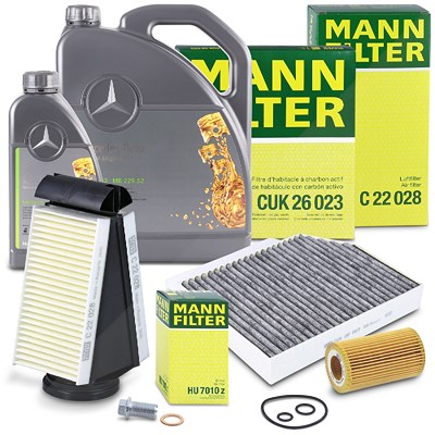 Mann-filter Inspektionspaket Set A + 6l 5W-30 Motoröl für Mercedes-Benz von MANN-FILTER