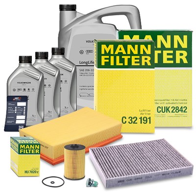 Mann-filter Inspektionspaket Set A + 8l 0W-30 Motoröl für VW von MANN-FILTER