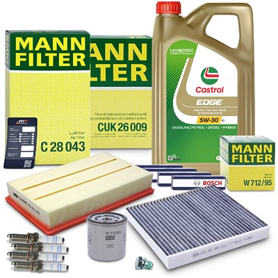 Mann-filter Inspektionspaket Set C + 5l 0W-20 Motoröl für Audi, Cupra, Seat, Skoda, VW von MANN-FILTER