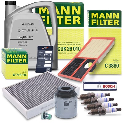 Mann-filter Inspektionspaket Set C + 5l 0W-30 Motoröl Longlife III FE für Seat, Skoda, VW von MANN-FILTER