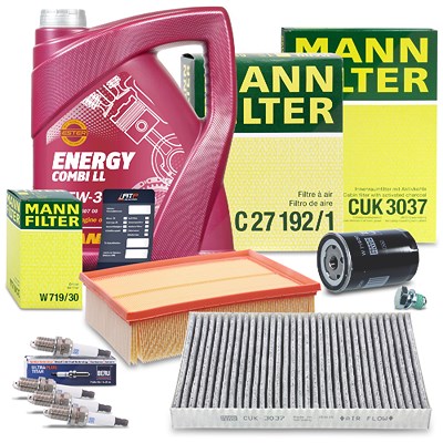 Mann-filter Inspektionspaket Set C + 5l 5W-30 Motoröl für Audi, Seat von MANN-FILTER