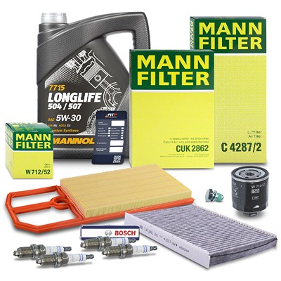 Mann-filter Inspektionspaket Set C + 5l 5W-30 Motoröl für Seat, Skoda, VW von MANN-FILTER
