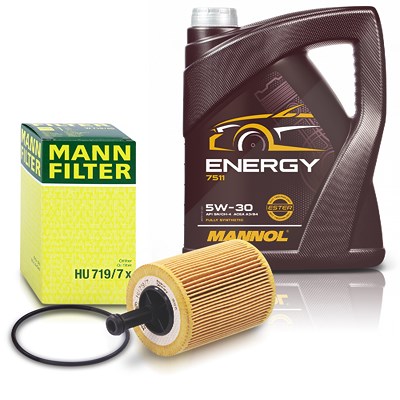 Mann-filter Ölfilter + 5l 5W-30 Motoröl für Audi, Chrysler, Dodge, Ford, Jeep, Mitsubishi, Seat, Skoda, VW von MANN-FILTER