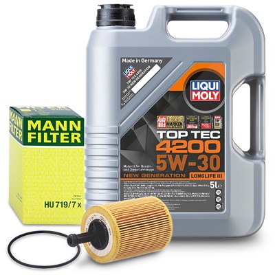Mann-filter Ölfilter + 5l 5W-30 Motoröl für Audi, Chrysler, Dodge, Ford, Jeep, Mitsubishi, Seat, Skoda, VW von MANN-FILTER