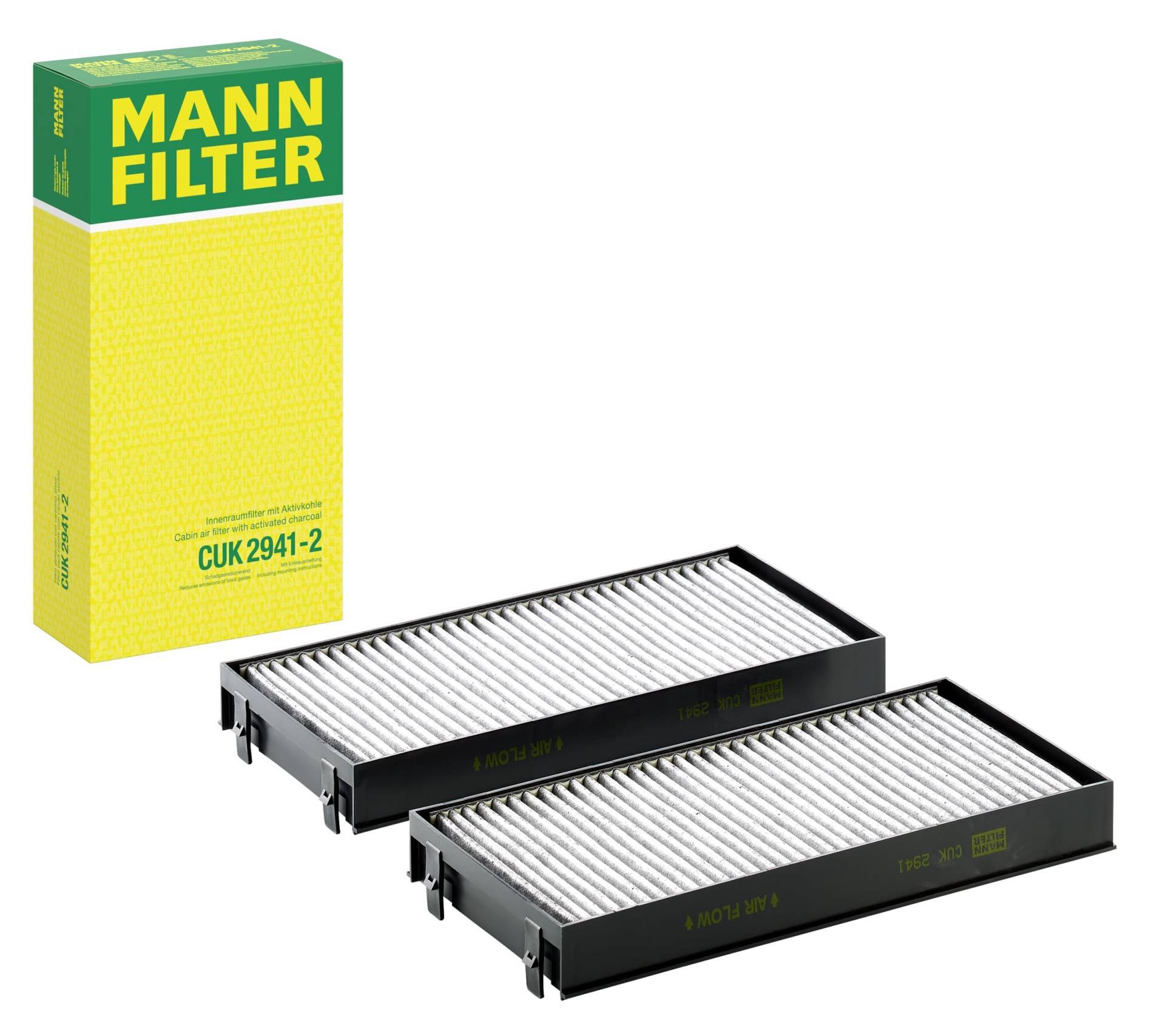 MANN-FILTER CUK 2941-2 Innenraumfilter – Kabinenluftfilter Satz (2er Set) mit Aktivkohle – Für PKW von MANN-FILTER