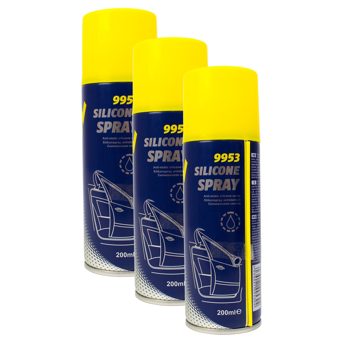 3X MANNOL 9953 Silicone Spray Silikonspray Kunststoffpflege 200ml von MANNOL_bundle