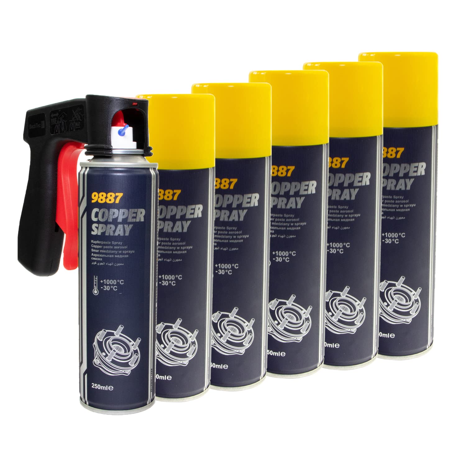 Kupfer Paste Spray Cooper Spray MANNOL 9887 6 X 250 ml mit Pistolengriff von MANNOL_bundle