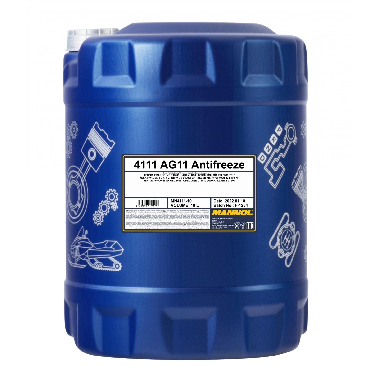 MANNOL 1 x 10L AG11 Antifreeze/Kühlerfrostschutz Konzentrat Blau von MANNOL