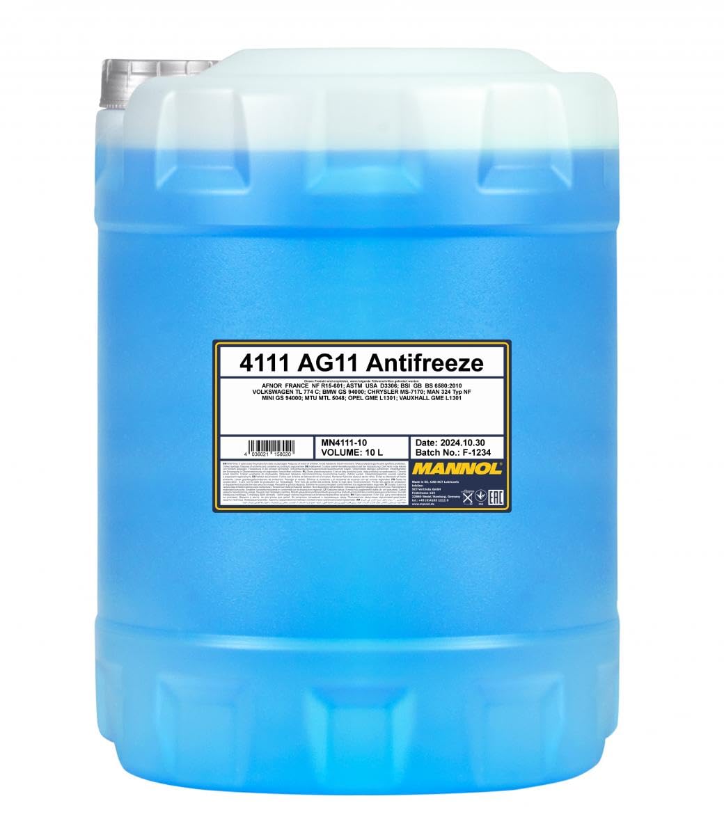 MANNOL 1 x 10L AG11 Antifreeze/Kühlerfrostschutz Konzentrat Blau von MANNOL