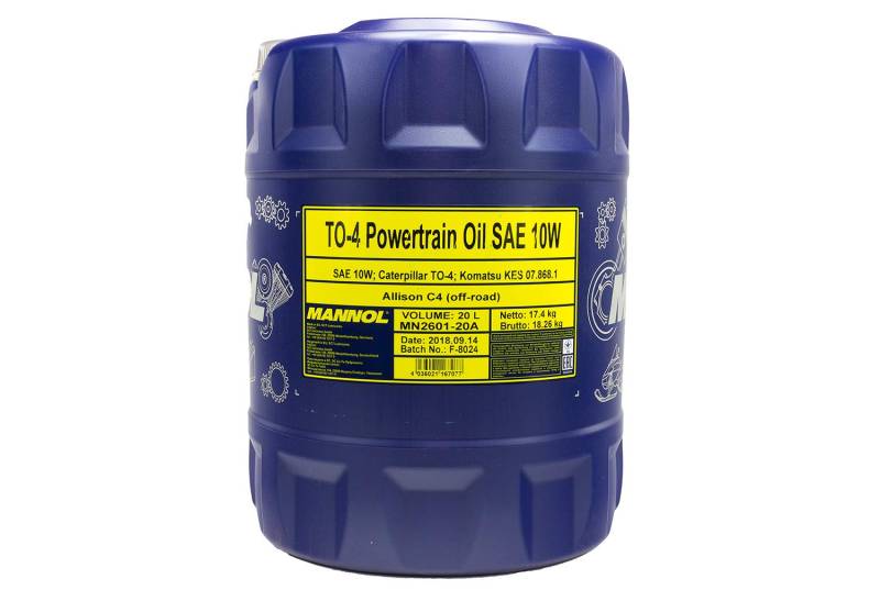 1 x 20L MANNOL TO-4 Powertrain Oil SAE 10W / Getriebeöl für Traktoren Radladern Bulldozern Baggern von MANNOL