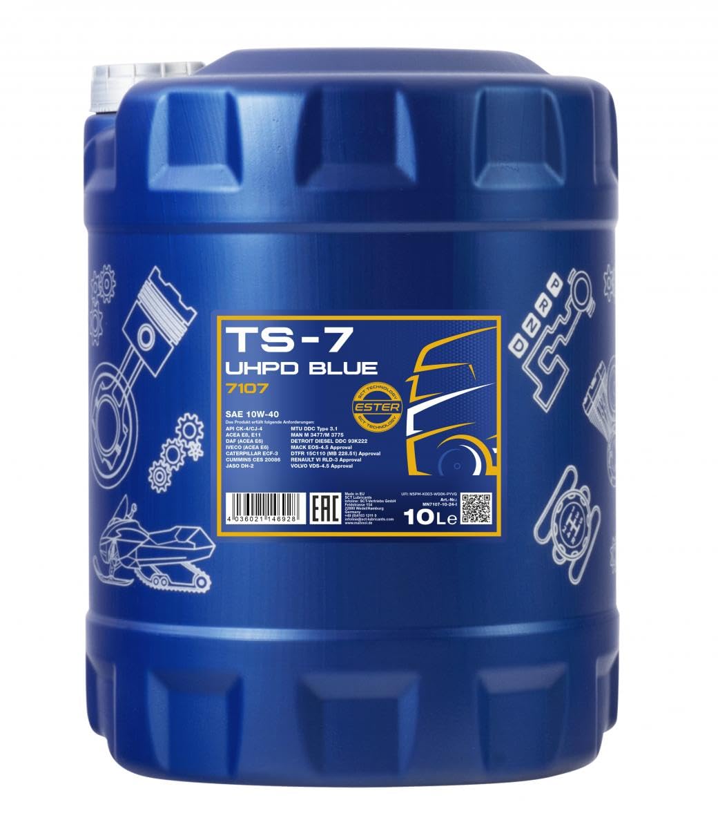 10 Liter MANNOL TS-7 UHPD Blue 10W-40 API CJ-4 Motoröl synthetisch Engine Oil von MANNOL