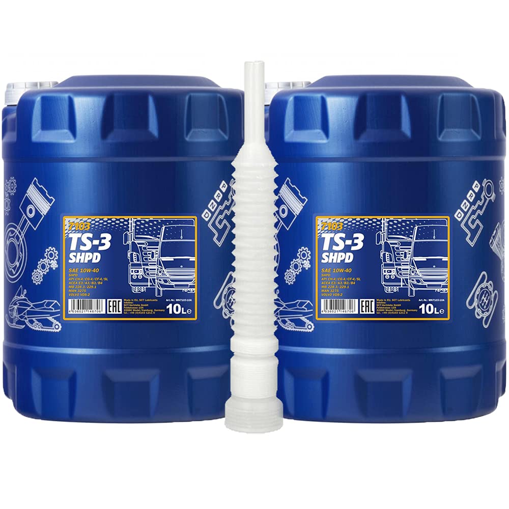 2 x 10 Liter, MANNOL 7103 TS-3 SHPD 10W-40 Schlepper LKW Boot VDS Öl + Ausgießer 2 x 10 Liter, MANNOL 7103 TS-3 SHPD 10W-40 Schlepper LKW Boot VDS Öl + Ausgießer von MANNOL