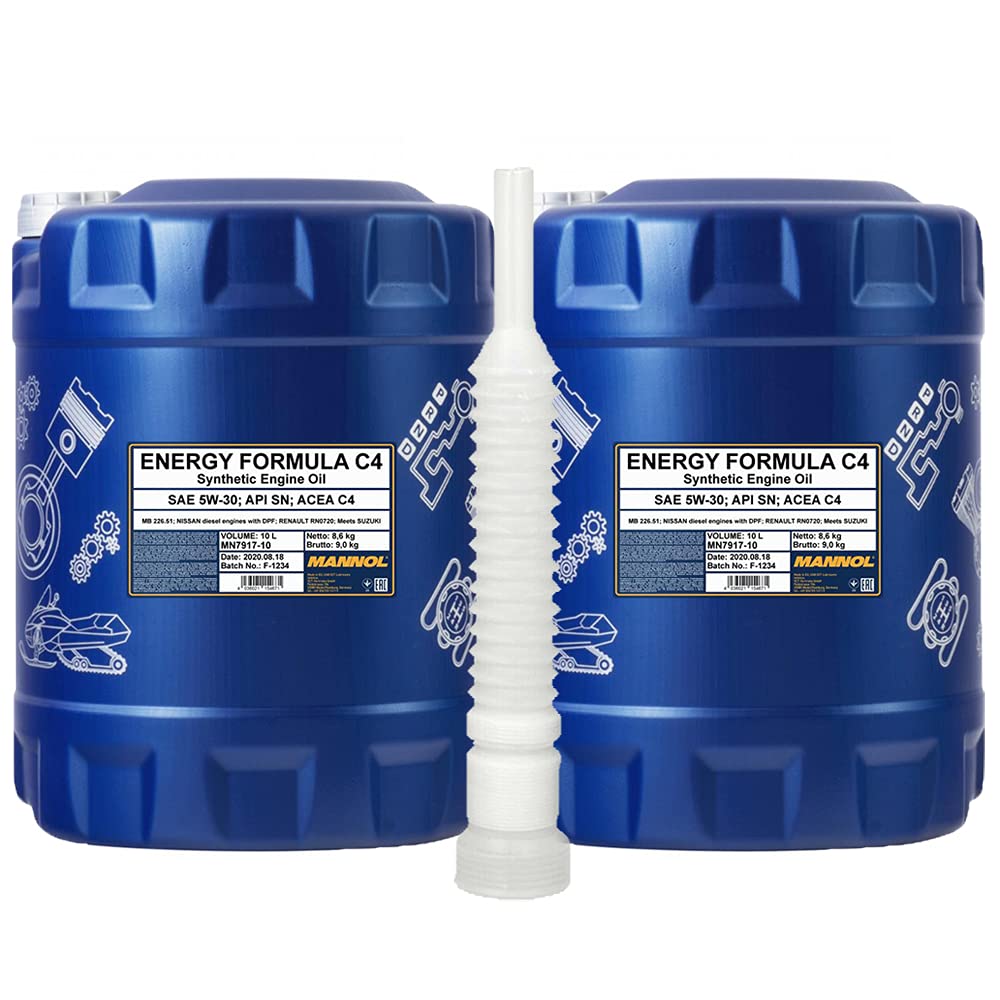 2 x 10 Liter, MANNOL 7917 Energy Formula C4 5W-30 RN 0720 Motoröl + Ausgießer von MANNOL