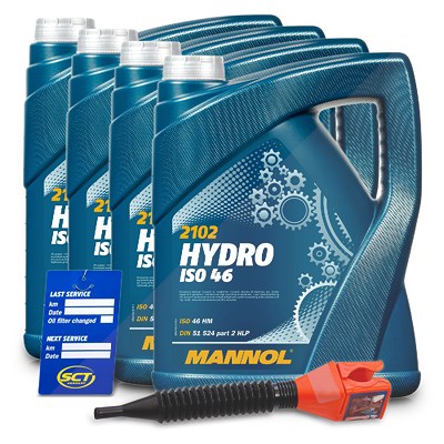 Mannol 20 L Hydro ISO 46 Hydrauliköl + Ölwechsel-Anhänger + Einfülltrich [Hersteller-Nr. MN2102-5] von MANNOL