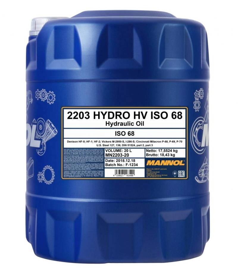 20 Liter Original MANNOL Hydro HV ISO 68 HVLP 68 Hydrauliköl Oil Öl von MANNOL