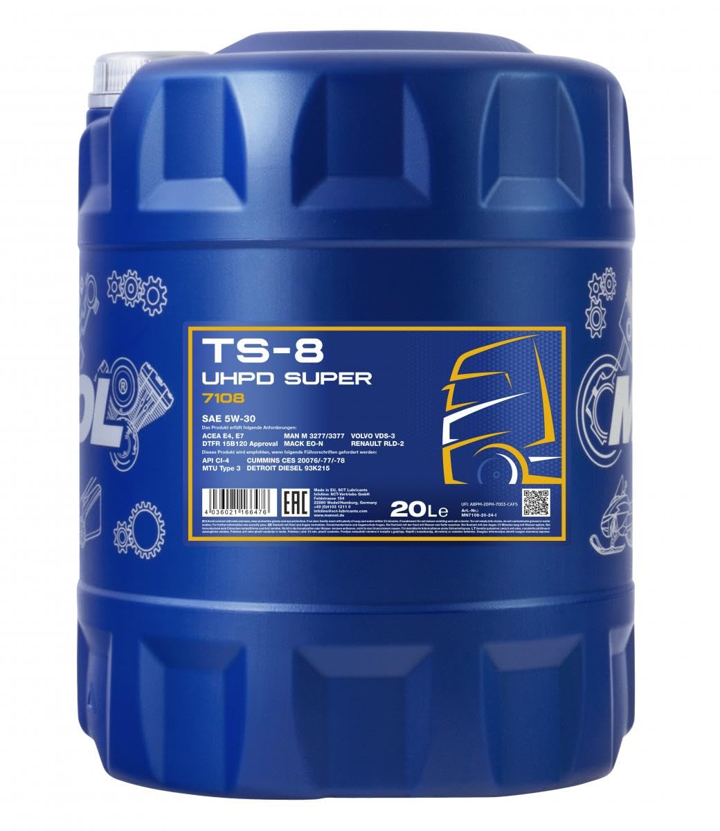 20 Liter Original MANNOL TS-8 UHPD Super 5W-30 API CI-4 Motoröl Engine Oil Öl von MANNOL