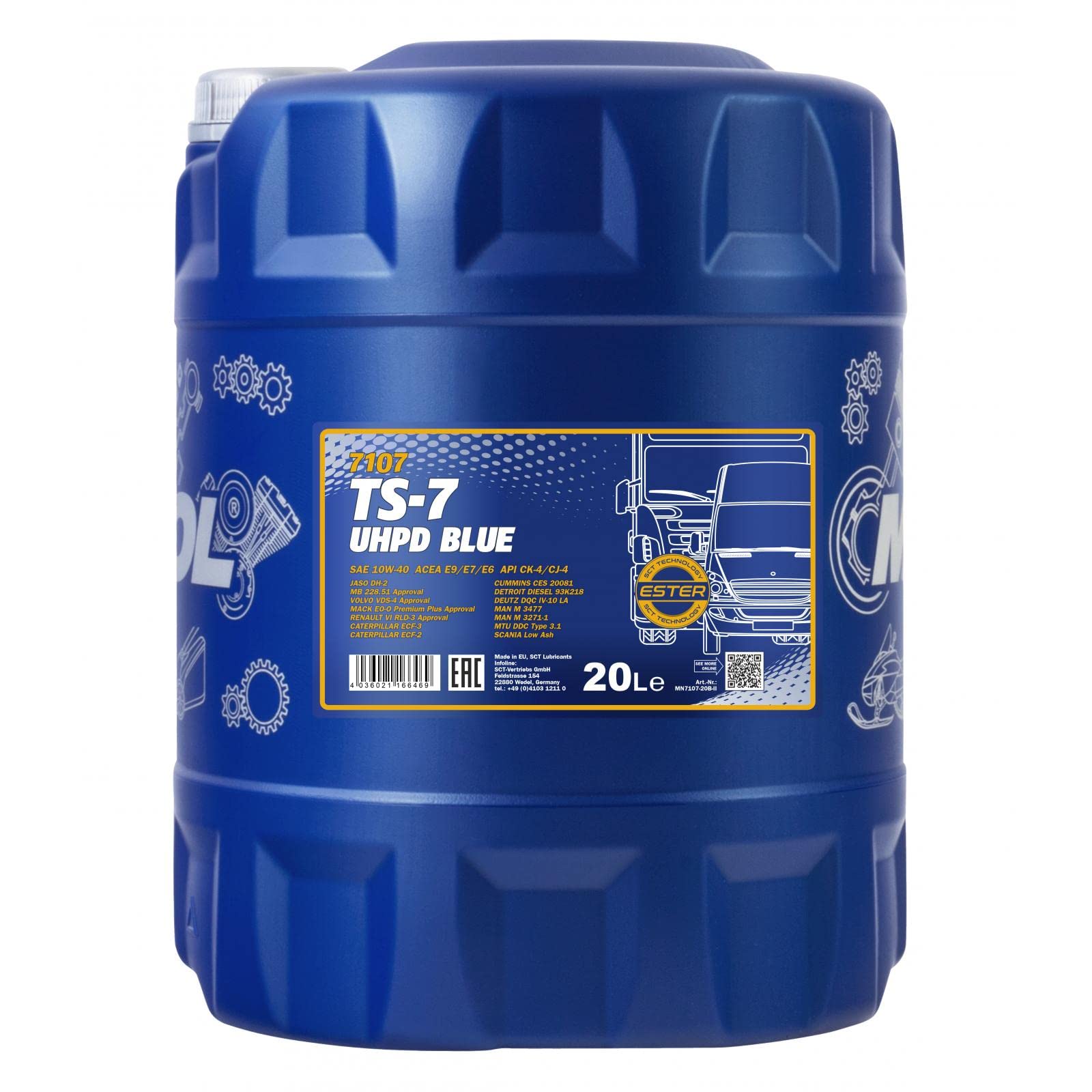 20L MANNOL TS-7 SHPD Blue Motoröl 15W-40 von MANNOL