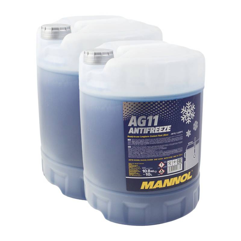 2X MANNOL MN4011-10 Longterm Antifreeze AG11-40°C Kühlerfrostschutz 10L von MANNOL