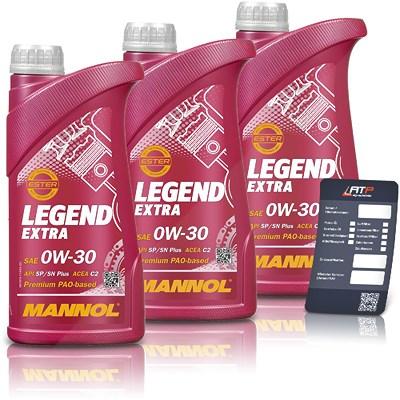 Mannol 3 L Legend Extra 0W-30 + Ölwechsel-Anhänger von MANNOL