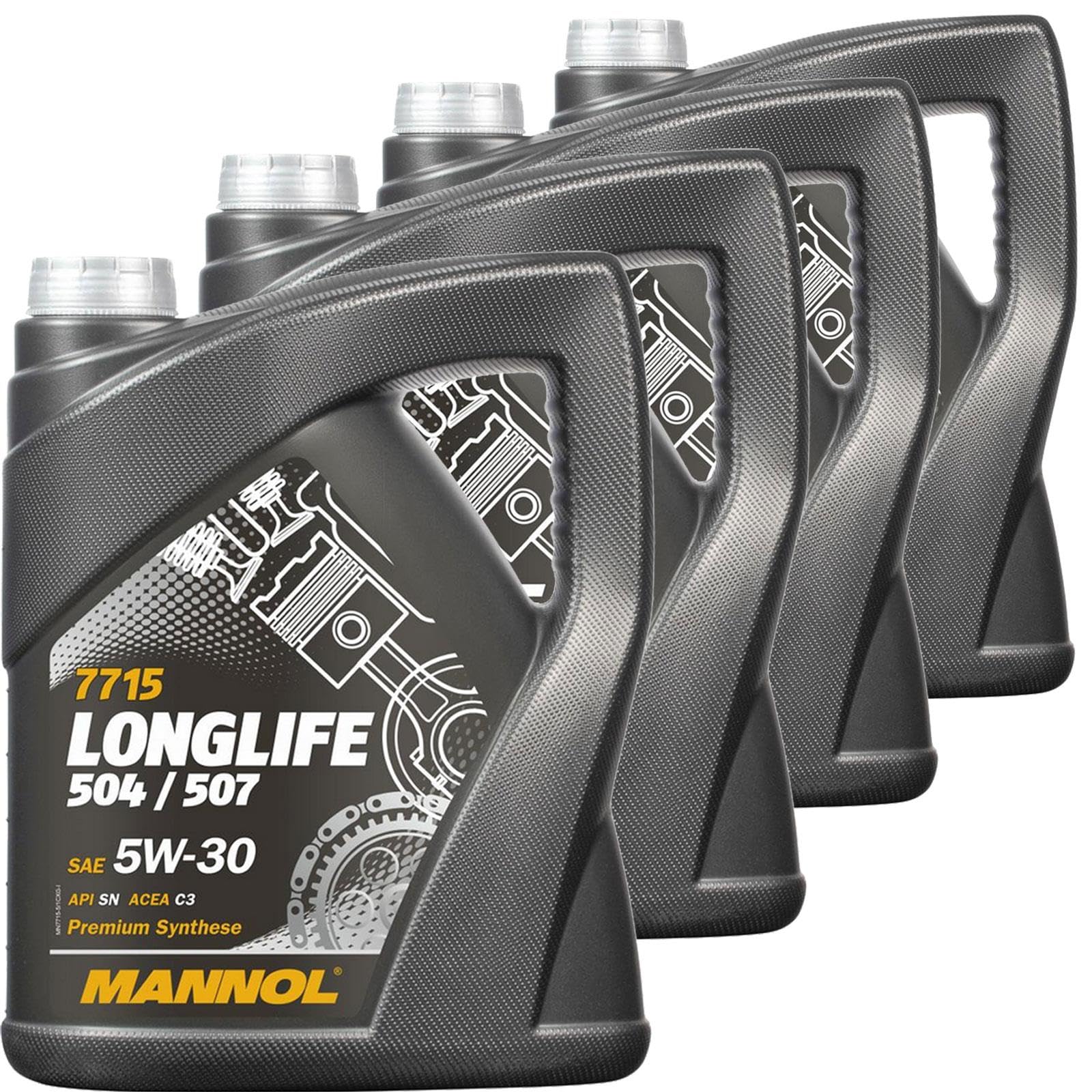 4x 5l, MANNOL 7715 Longlife 5W-30 504/507 229.51 C3 DPF Motoröl von MANNOL