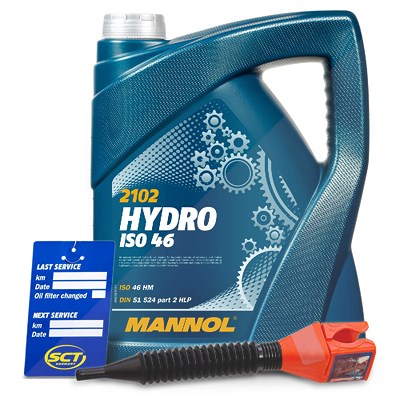 Mannol 5 L Hydro ISO 46 Hydrauliköl + Ölwechsel-Anhänger + Einfülltricht [Hersteller-Nr. MN2102-5] von MANNOL