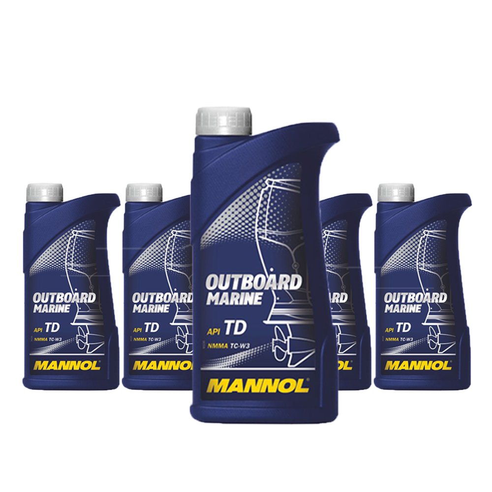 5 x 1L MANNOL Outboard Marine 2-Takt/API TC NMMA TC-W3 Bootsmotorenöl von MANNOL