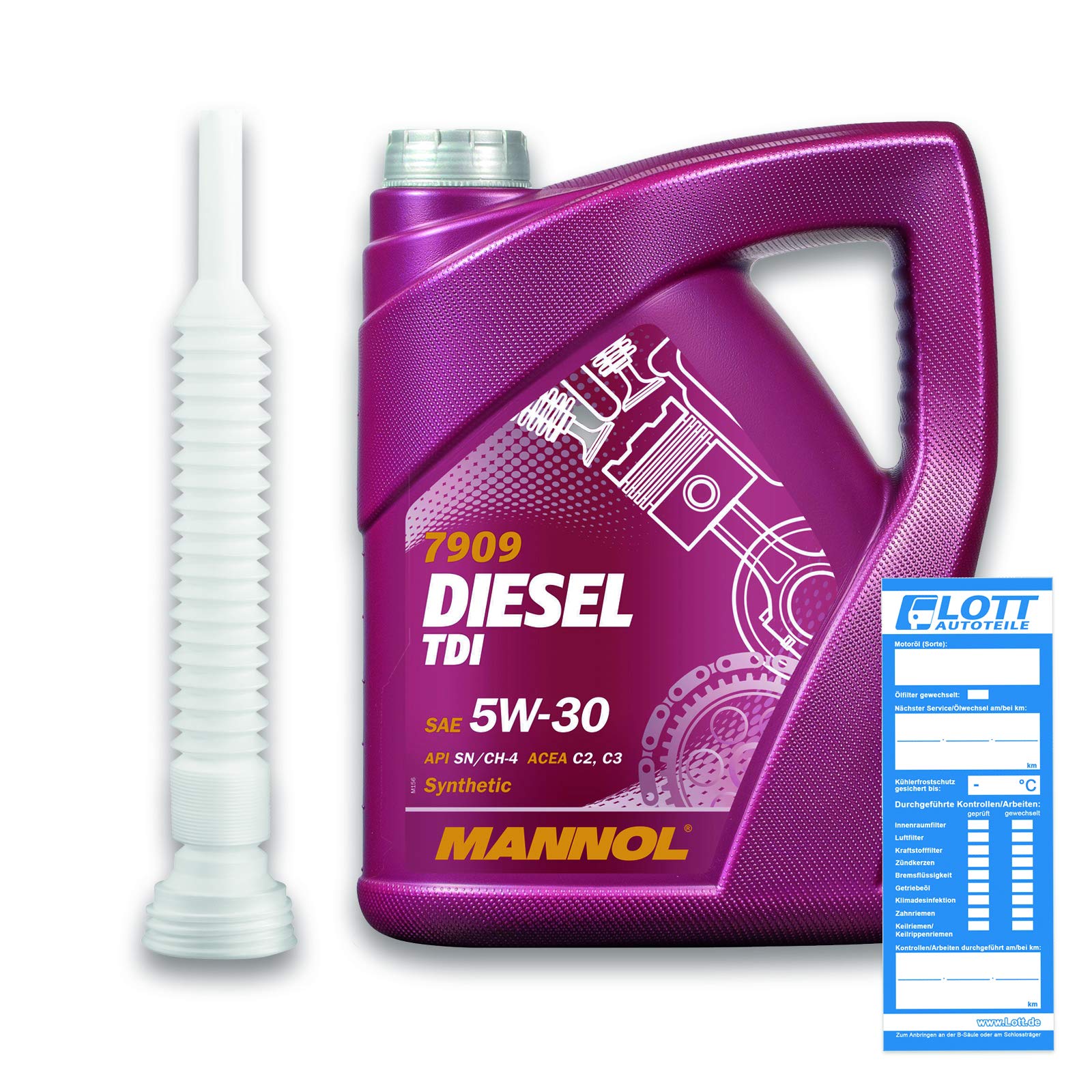5L MANNOL Motoröl Diesel TDI 5W-30 Motorenöl Longlife-04 505.00 502.00 Dexos 2 MB 229.51 + Auslaufschlauch von MANNOL