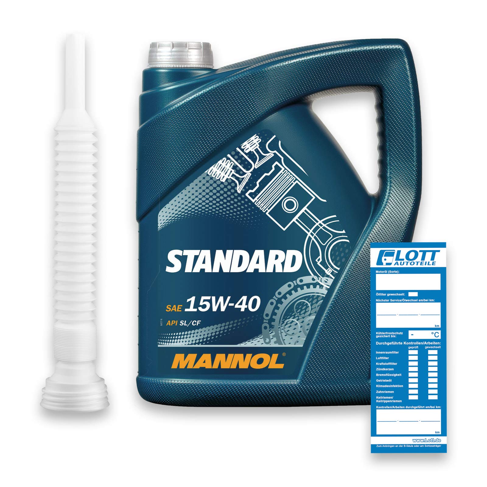 5L MANNOL Motoröl Standard 15W-40 Universal API SL/CF 15W40 ÖL + Abfüllschlauch von MANNOL