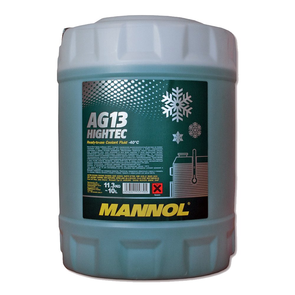 MANNOL 1 x 10L AG13 Antifreeze/Kühlerfrostschutz -40 Grad Ready-Mix Grün von MANNOL