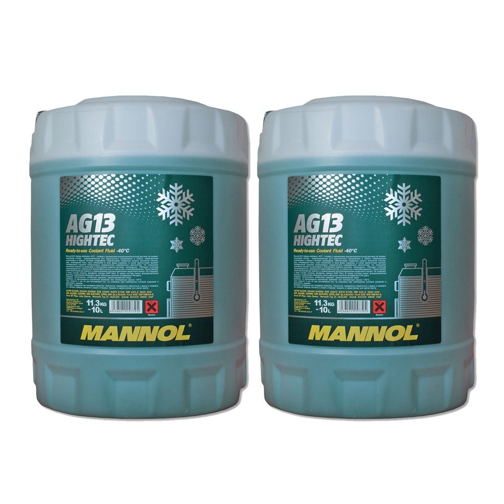 MANNOL 2 x 10L AG13 Antifreeze/Kühlerfrostschutz -40 Grad Ready-Mix Grün von MANNOL