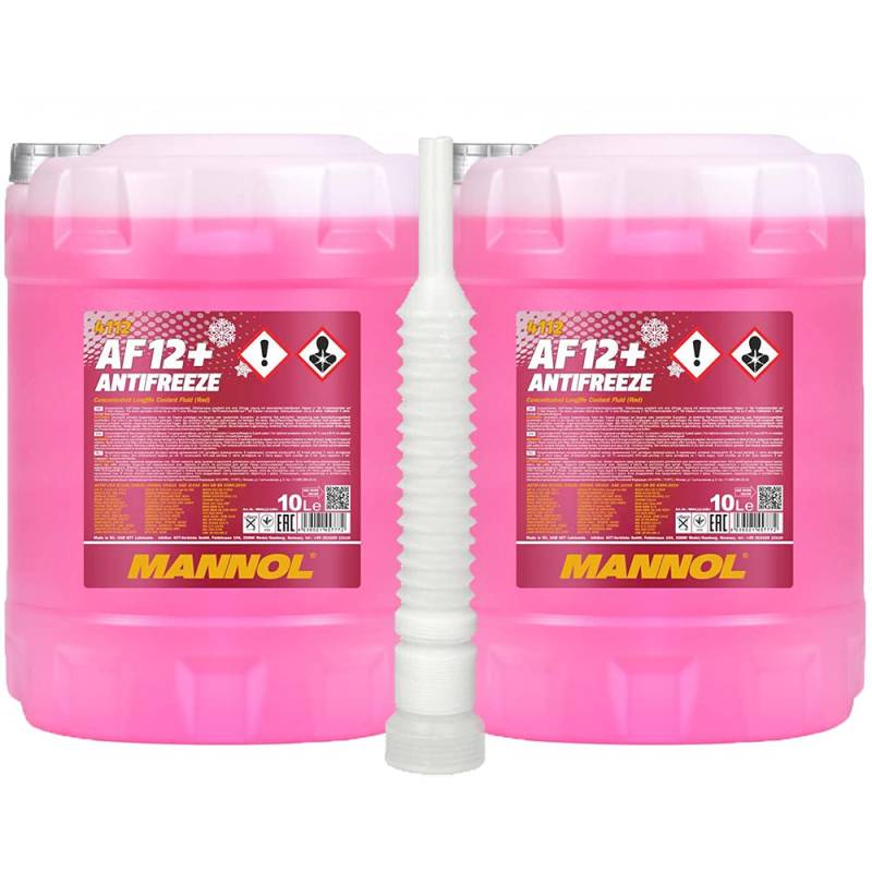 MANNOL 2 x10 Liter, 4112 Antifreeze AF12+ Longlife Frostschutzkonzentrat rot (3,12€/L) von MANNOL