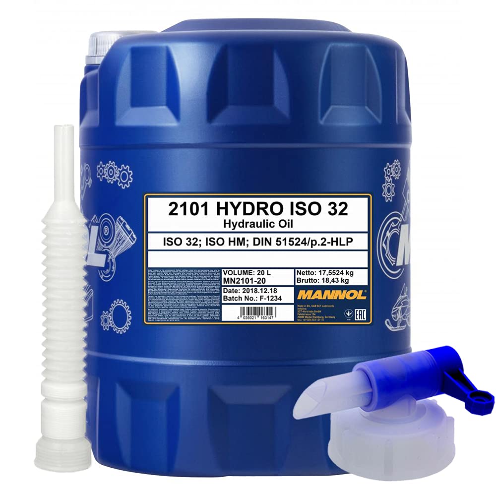 MANNOL 20 Liter, Hydro ISO 32 HYDRAULIKÖL + HAHN + Schlauch von MANNOL