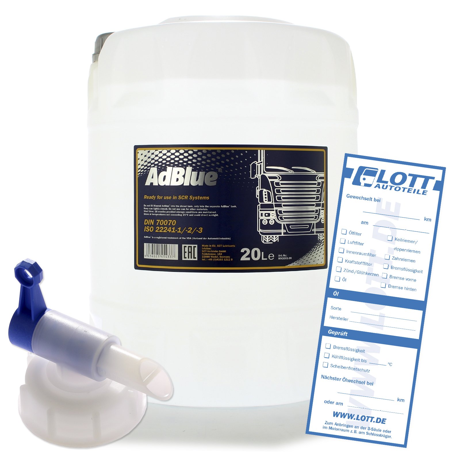 MANNOL 20L ADBLUE® Abgasreinigung Diesel TDI Additiv Harnstofflösung SCR MN3001-20 + Auslaufhahn von MANNOL