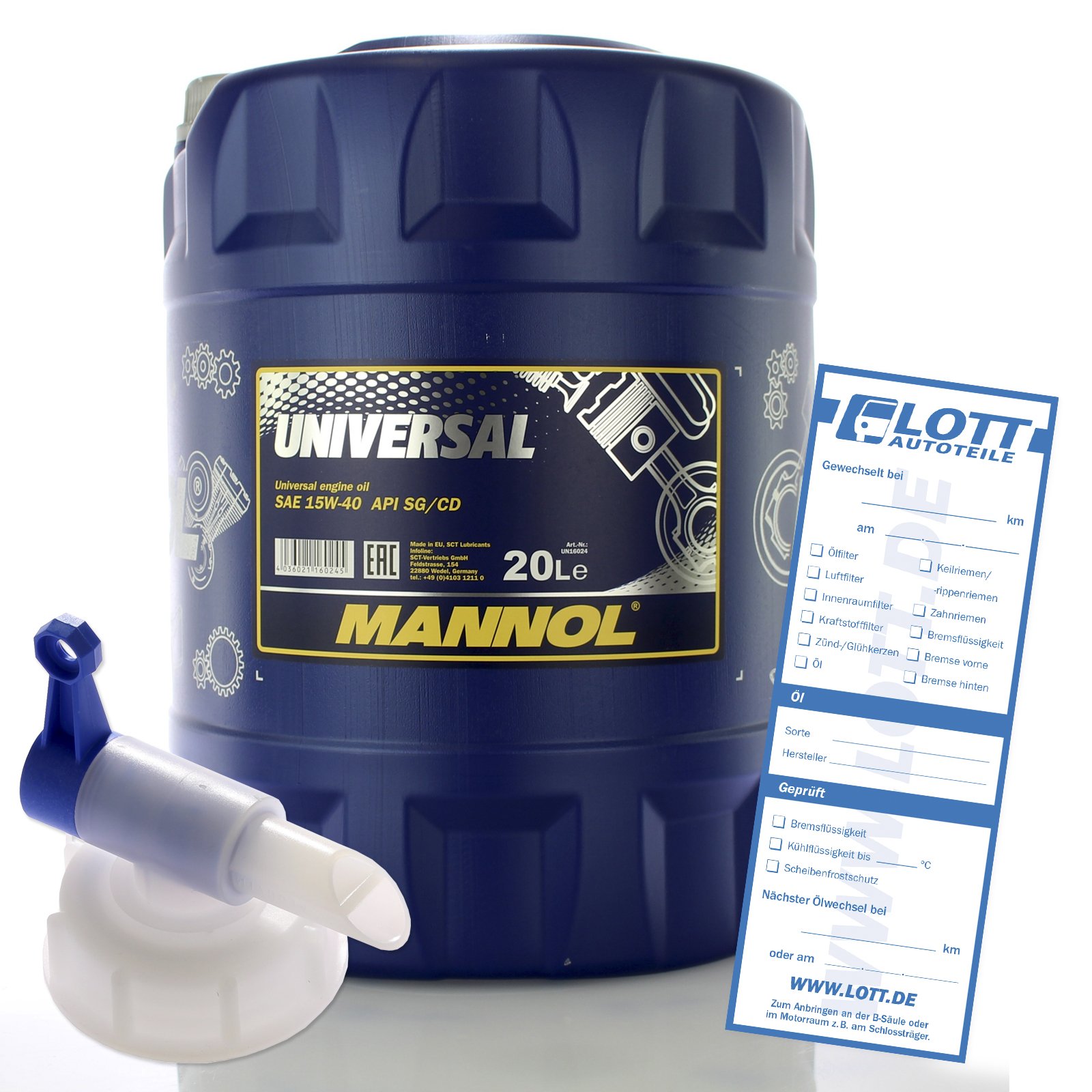 MANNOL 20L MN7405-20 Motoröl Universal 15W-40 API SG/CD hochwertiges Öl + Auslaufhahn von MANNOL