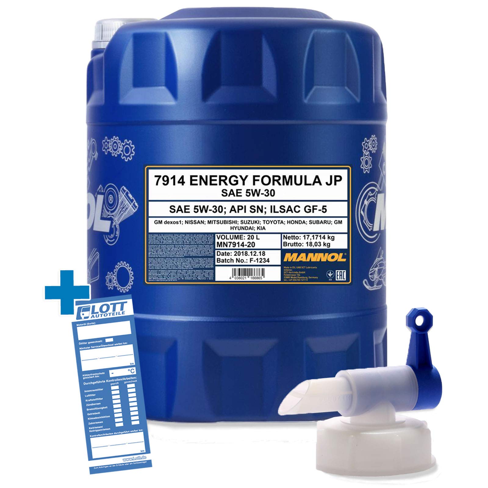 MANNOL 20L Motoröl Energy Formula JP 5W-30 Öl 5W30 + Auslaufhahn MANNOL 20L Motoröl Energy Formula JP 5W-30 Öl 5W30 + Auslaufhahn von MANNOL