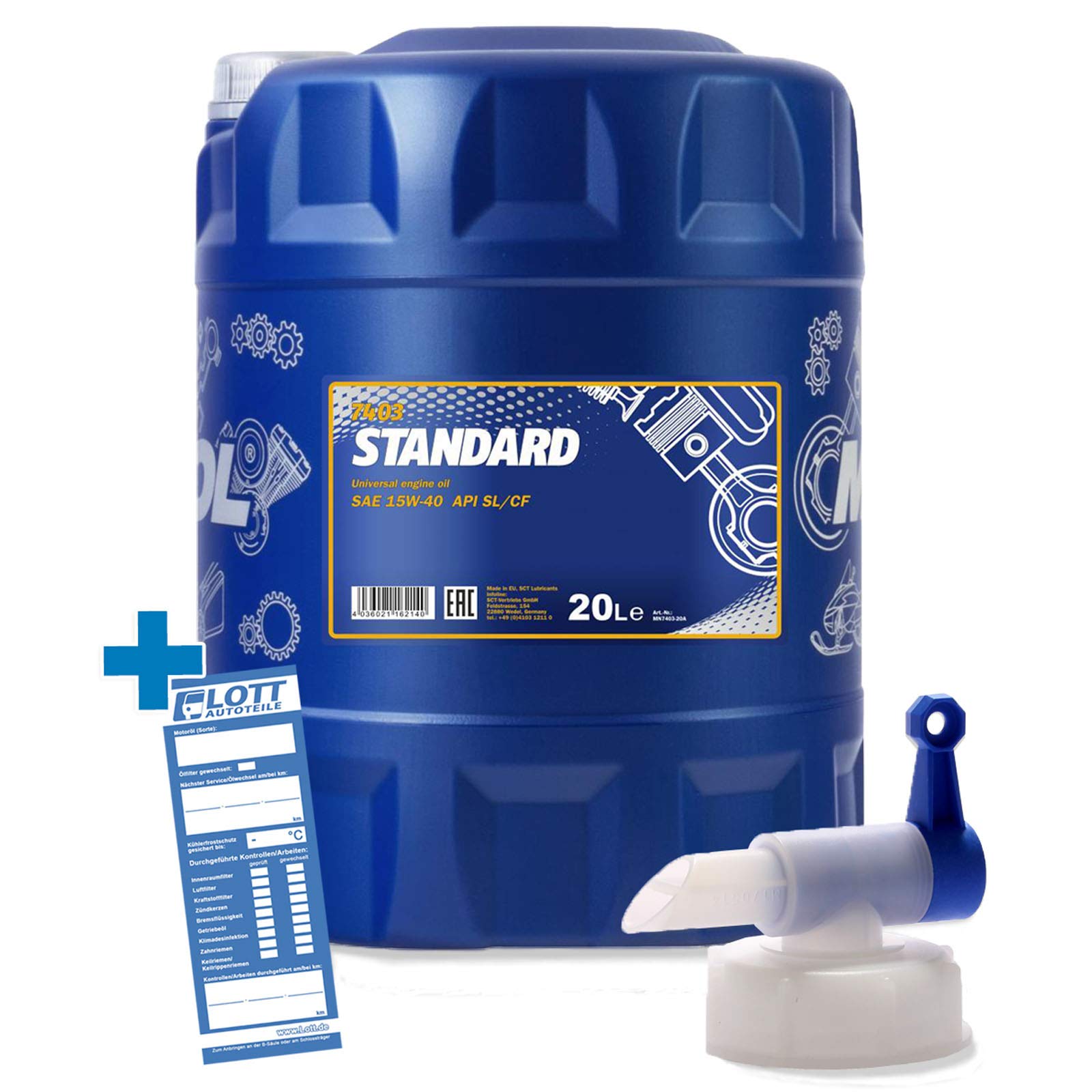 MANNOL 20L Universal 15W-40 Motorenöl API SL/CF Motoröl 15W40 ÖL 20Liter + Hahn von MANNOL