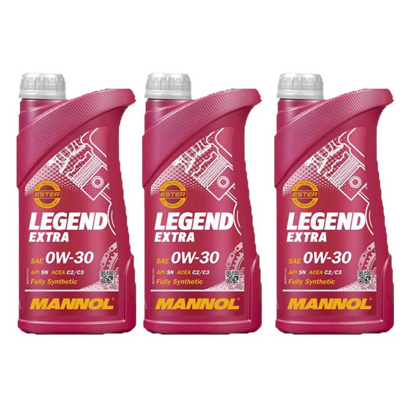 3 x 1 Liter, MANNOL Legend Extra 0W-30 MB 229.51 Motoröl von MANNOL