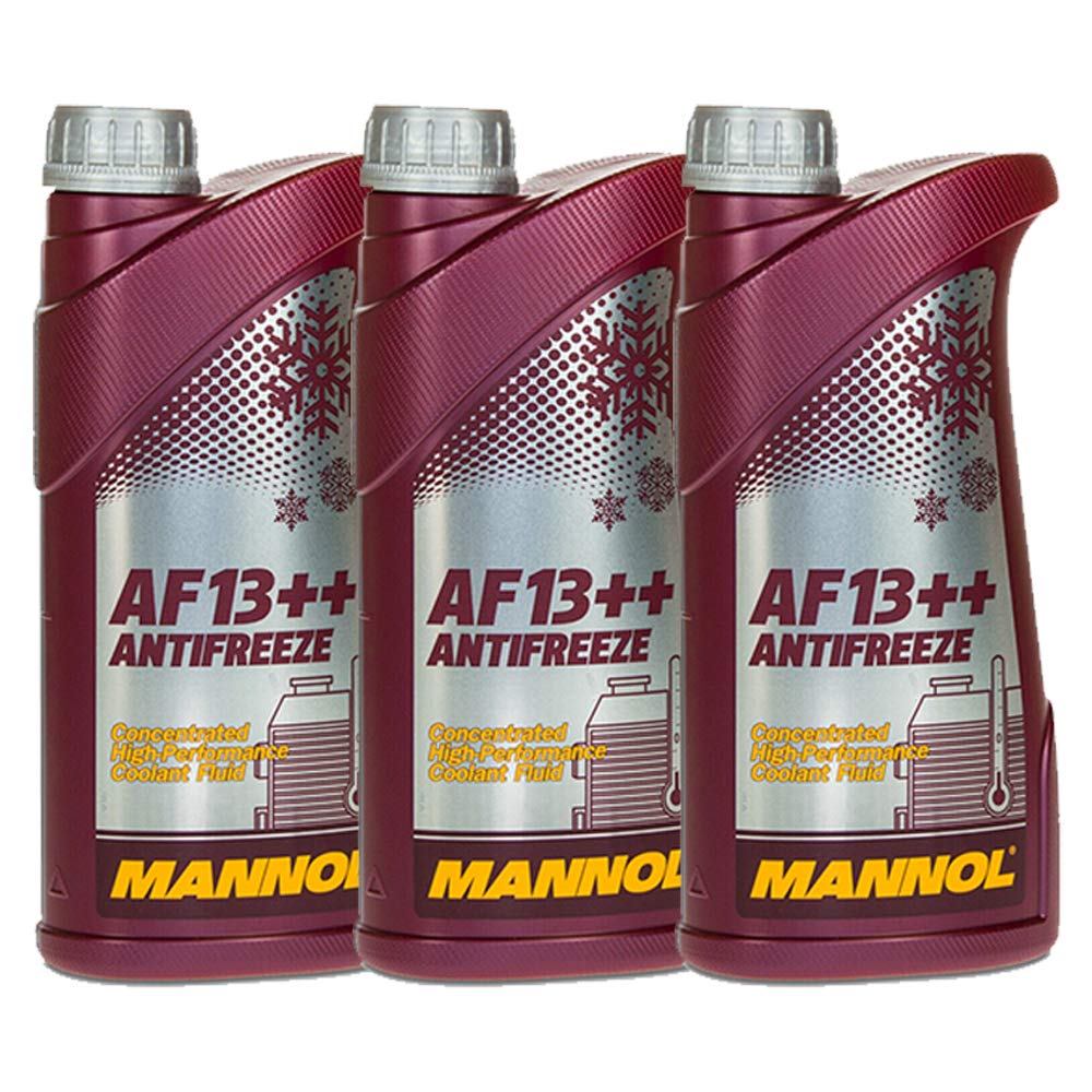 MANNOL 3 x 1 Liter AF13++ Antifreeze Kühlerfrostschutz Konzentrat Rot G13 von MANNOL