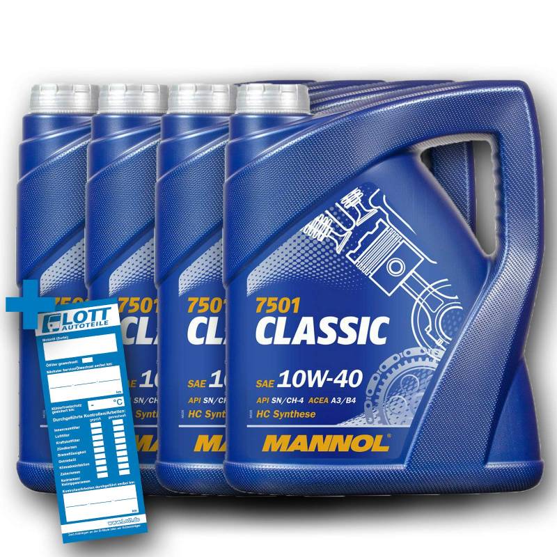 MANNOL 4X 5L Motoröl Classic 10W-40 API SN/SM/CF Motorenöl von MANNOL