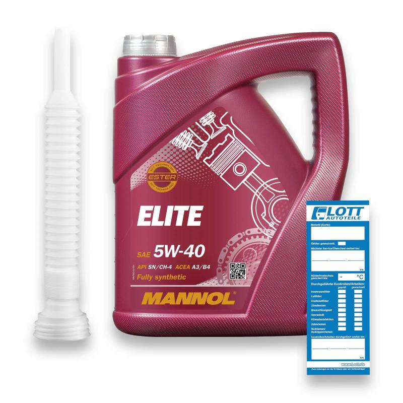MANNOL 5L Elite Motoröl 5W-40 API SN/CH 502.00 505.00 MB 229.5+ Abfüllschlauch von MANNOL