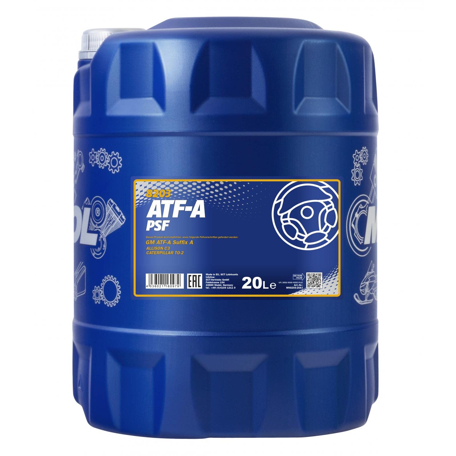 20 Liter Original MANNOL Hydrauliköl ATF-A PSF Hydraulic Fluid Oil von MANNOL